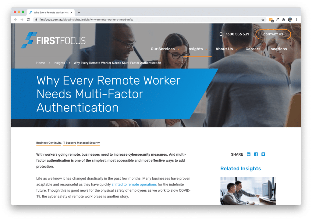 First Focus Blog - Why every remote worker needs multi-factor authentication