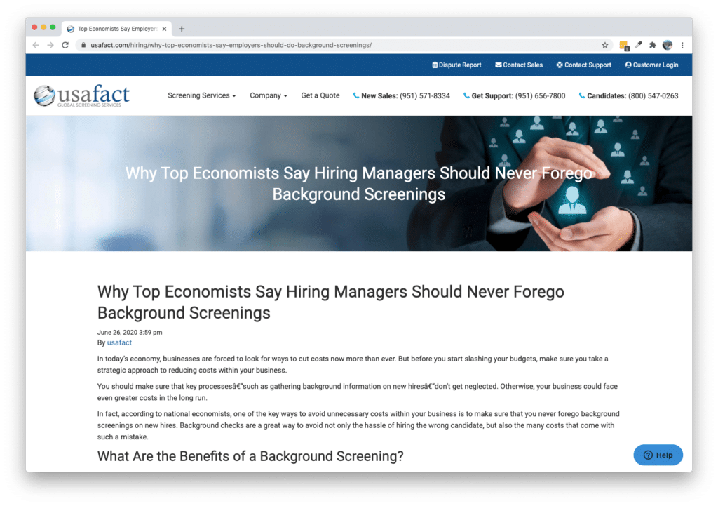 USAFACT Blog - Why Top Economists say hiring managers should never forego background screenings