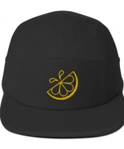 Lemonade Stand Logo Outline Five Panel Black Cap