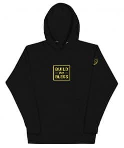 Build Then Bless Outline Black Hoodie