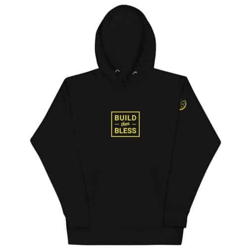 Build Then Bless Outline Black Hoodie