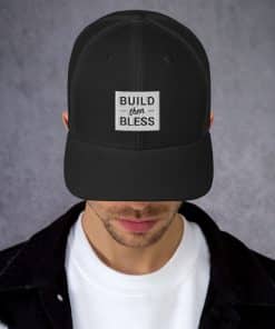 Build Then Bless Outline Black Cap