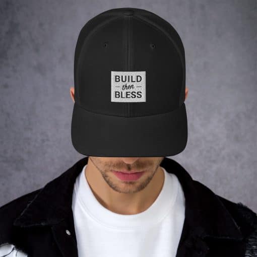 Build Then Bless Outline Black Cap