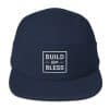 Build Then Bless Outline Five Panel Navy Cap