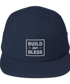 Build Then Bless Outline Five Panel Navy Cap