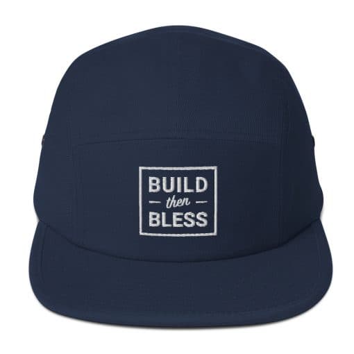 Build Then Bless Outline Five Panel Navy Cap