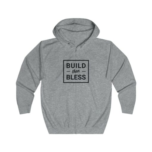 Build Then Bless Heather Grey Zip Up Hoodie