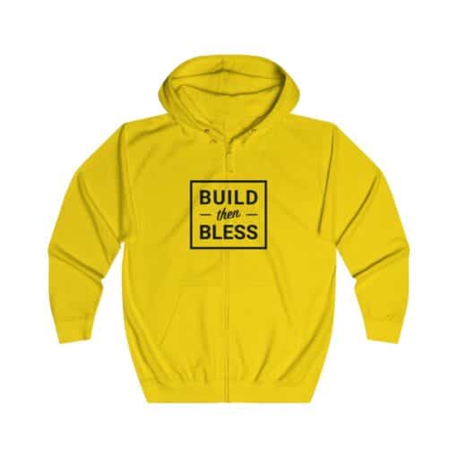 Build Then Bless Sun Yellow Zip Up Hoodie